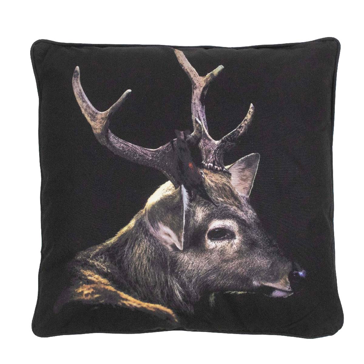 Deko Kissen Hirsch, Hirsch schwarz, 50x50cm, Mars & More