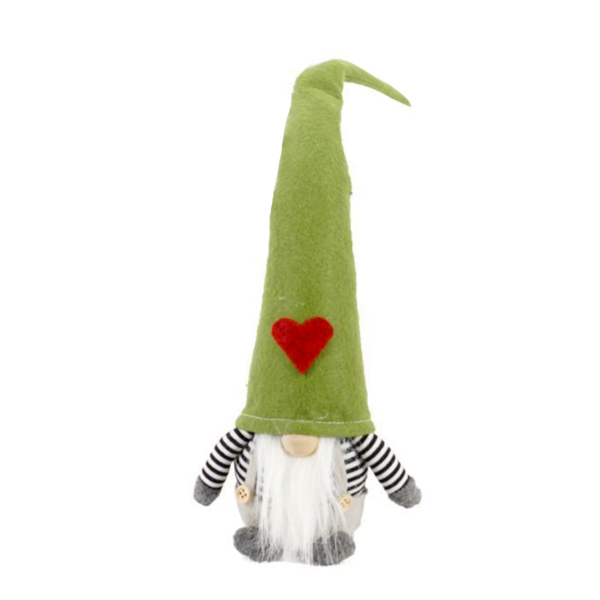 Deko Wichtel, Weihnachtszwerg Santa Brönie, grüne Filzmütze mit Herz, 40cm