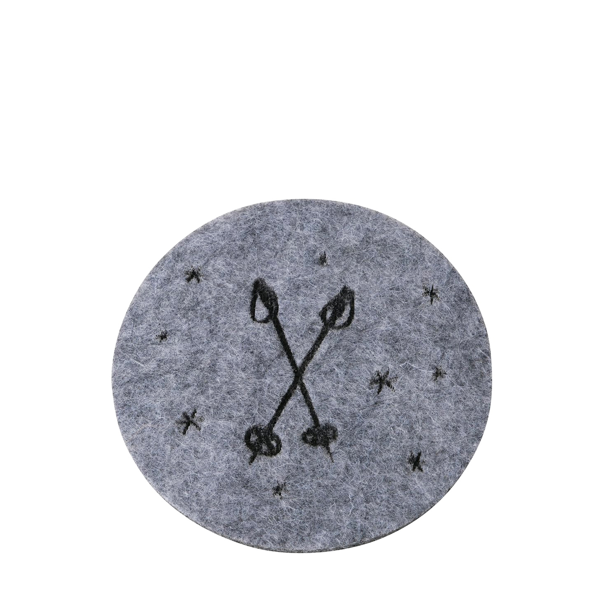 Filz Untersetzer Mountains, Skistöcke, Ø10cm, 6St/Pck, Boltze