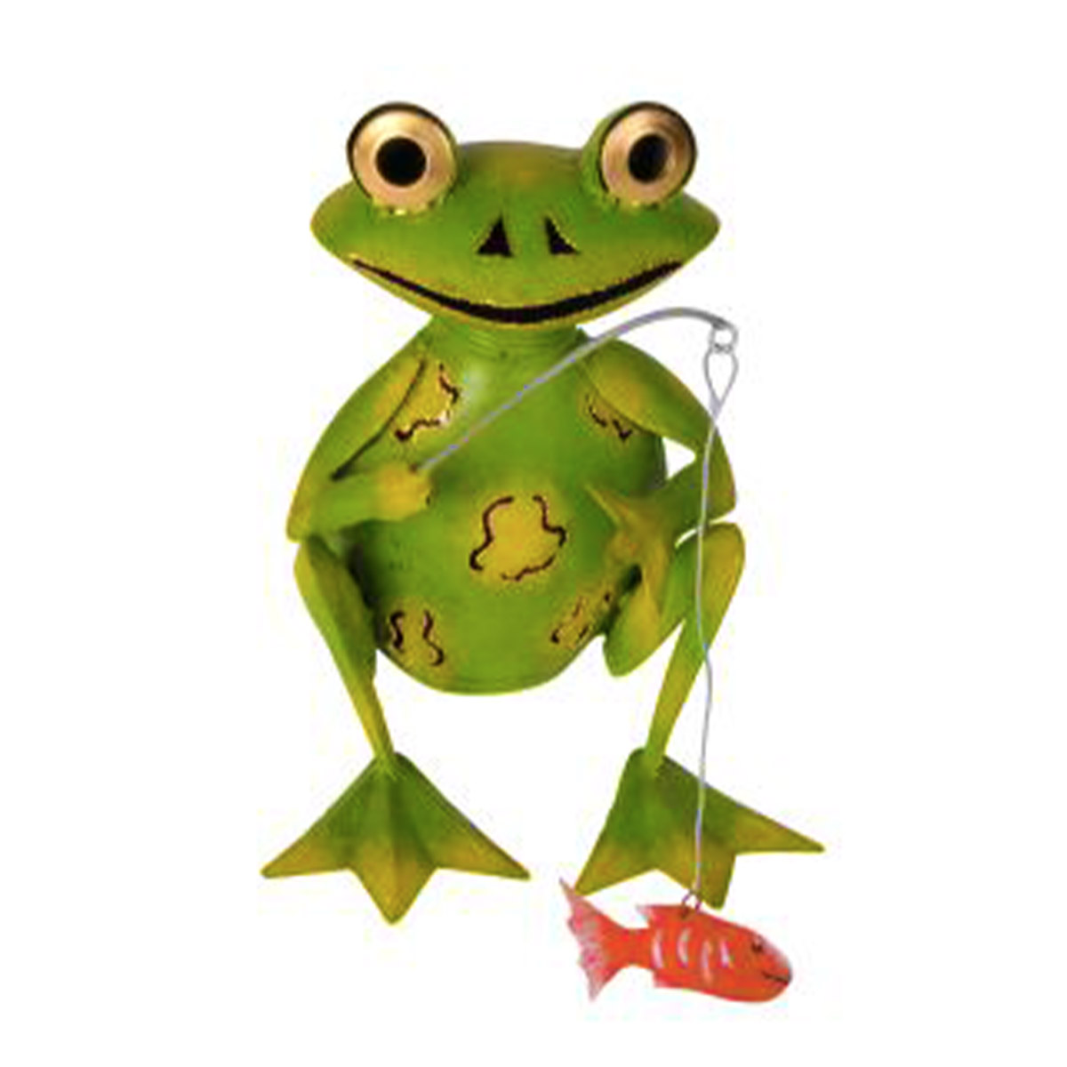 Deko Frosch, Metallfrosch mit Angel, 25x24cm, Medusa