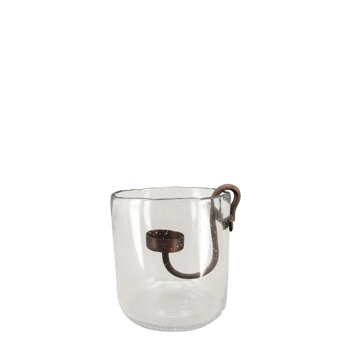 Deko Windlicht, Verre, Glas mit Kerzenhalter, 13x13x15.cm