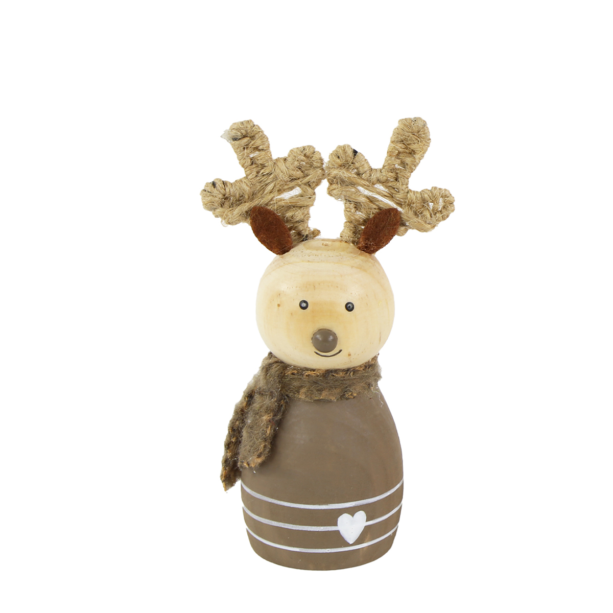Deko Rentier, Rentier aus Holz mit Schal, braun, 10cm, Naturholz