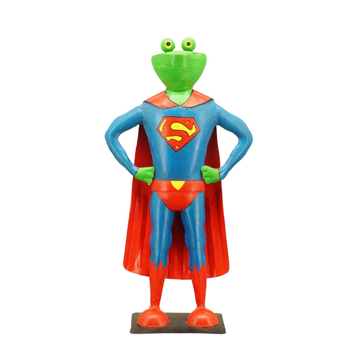 Deko Frosch Superheld, Superman Frosch mit Umhang, 51cm, Metall  