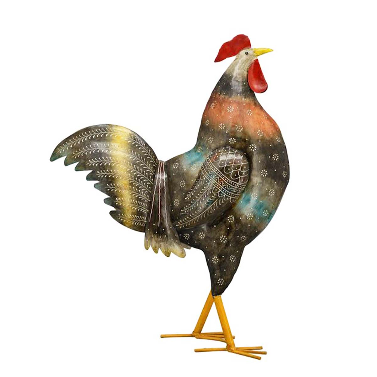 Deko Hahn, Metallhahn schwarz, 57x76cm, Metall