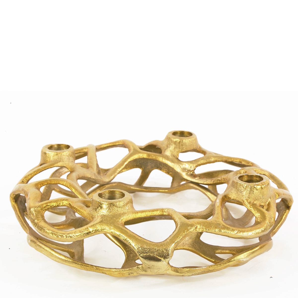 Deko Adventskranz Ornament gold, Weihnachtskranz, geeignet für 4 Stabkerzen, Ø25cm, Metall