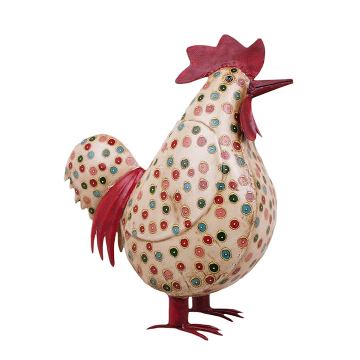 Deko Hahn, Hahn mit Punkte, used look, 36x43cm, Metall