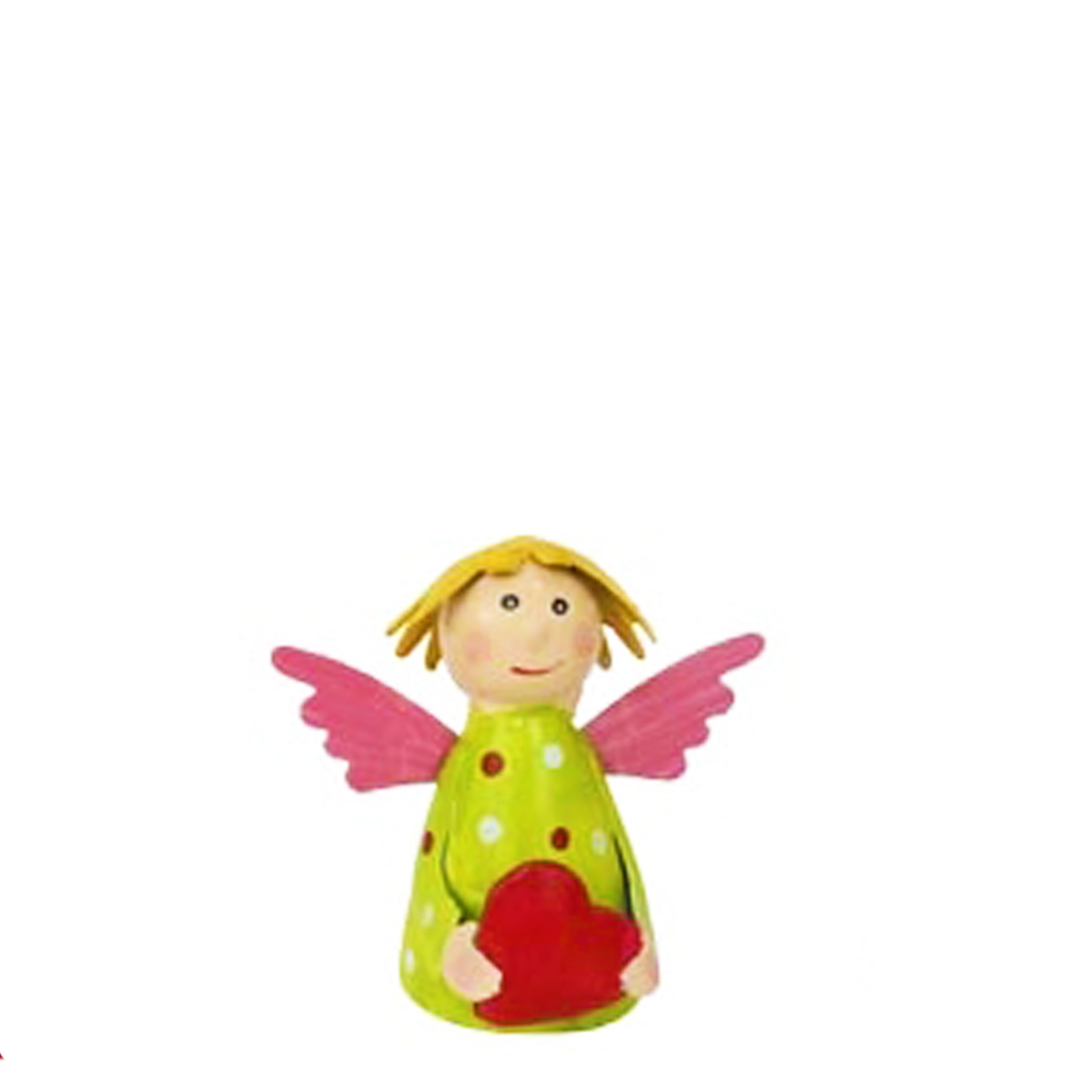 Zaunhocker Engel grün mit Punkte, Schutzengel mit Herz, 8x9cm, Metall