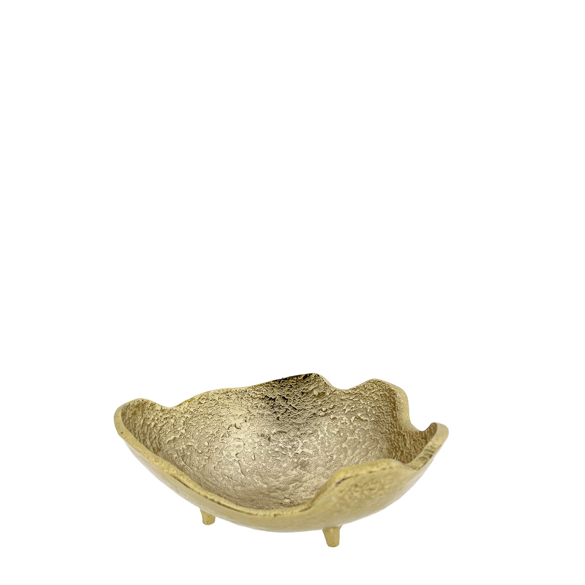 Deko Metallschale gold, Schale auf Füsse, gewellter Rand, gold, 20x20cm, Alpi