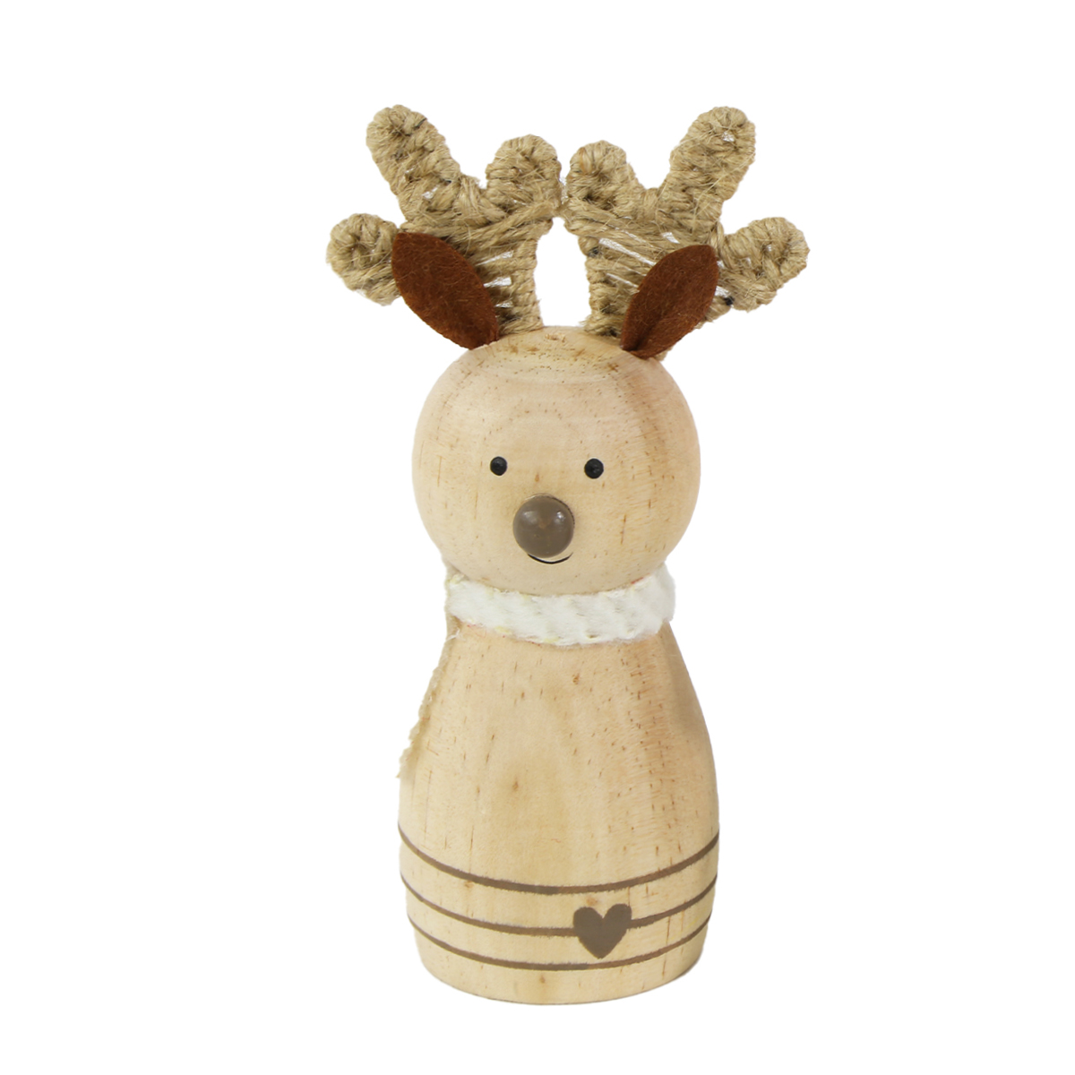 Deko Rentier, Rentier aus Holz mit Schal, natur, 15cm, Naturholz
