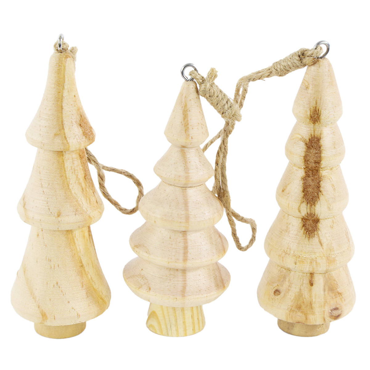 Deko Bäume natur, Holzbäume, Tannenbäume 3-fach sortiert, 10cm, Hänger