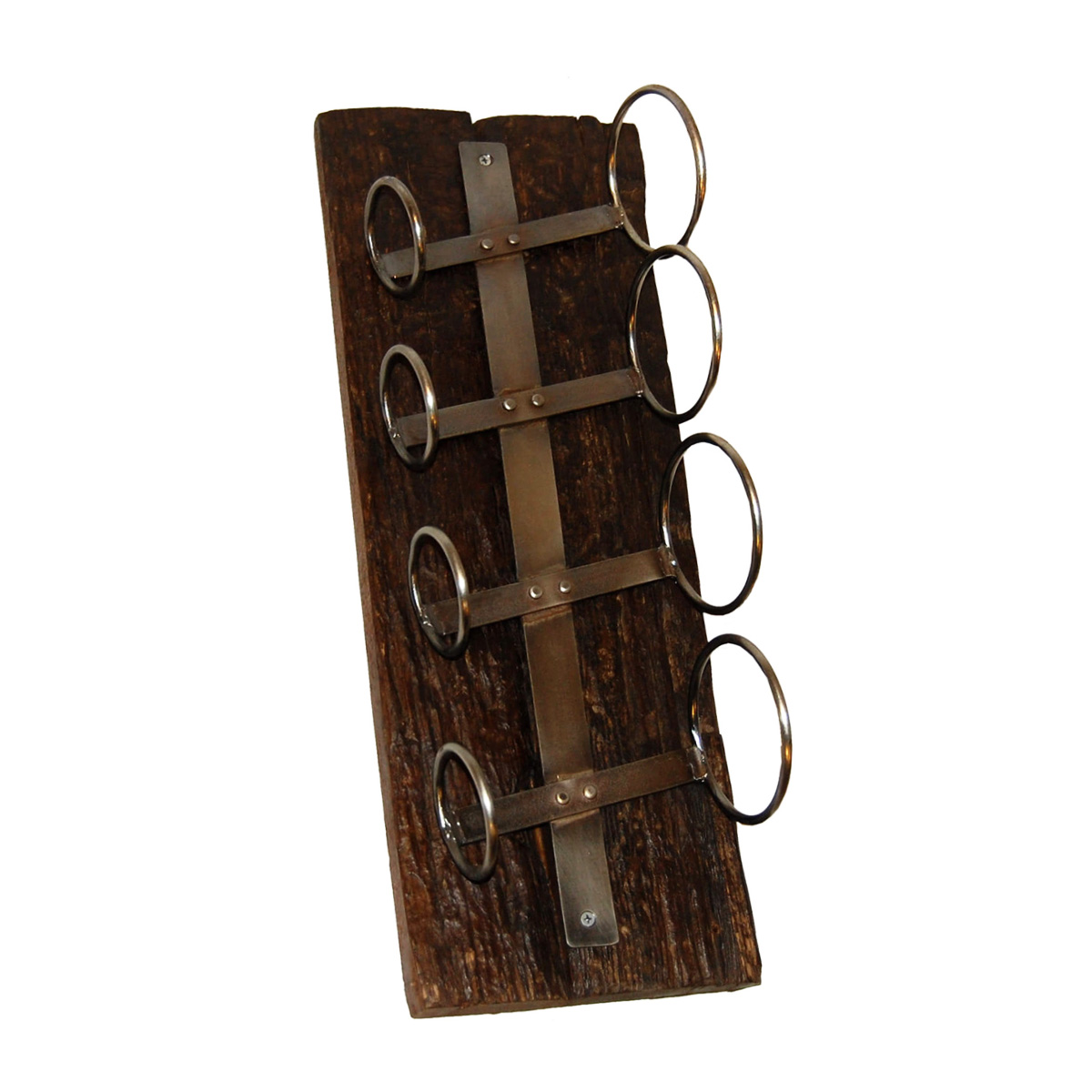 Wand Weinregal für 4 Flaschen, Holz-Metall, 59x20cm, Wandregal, Trademark Living