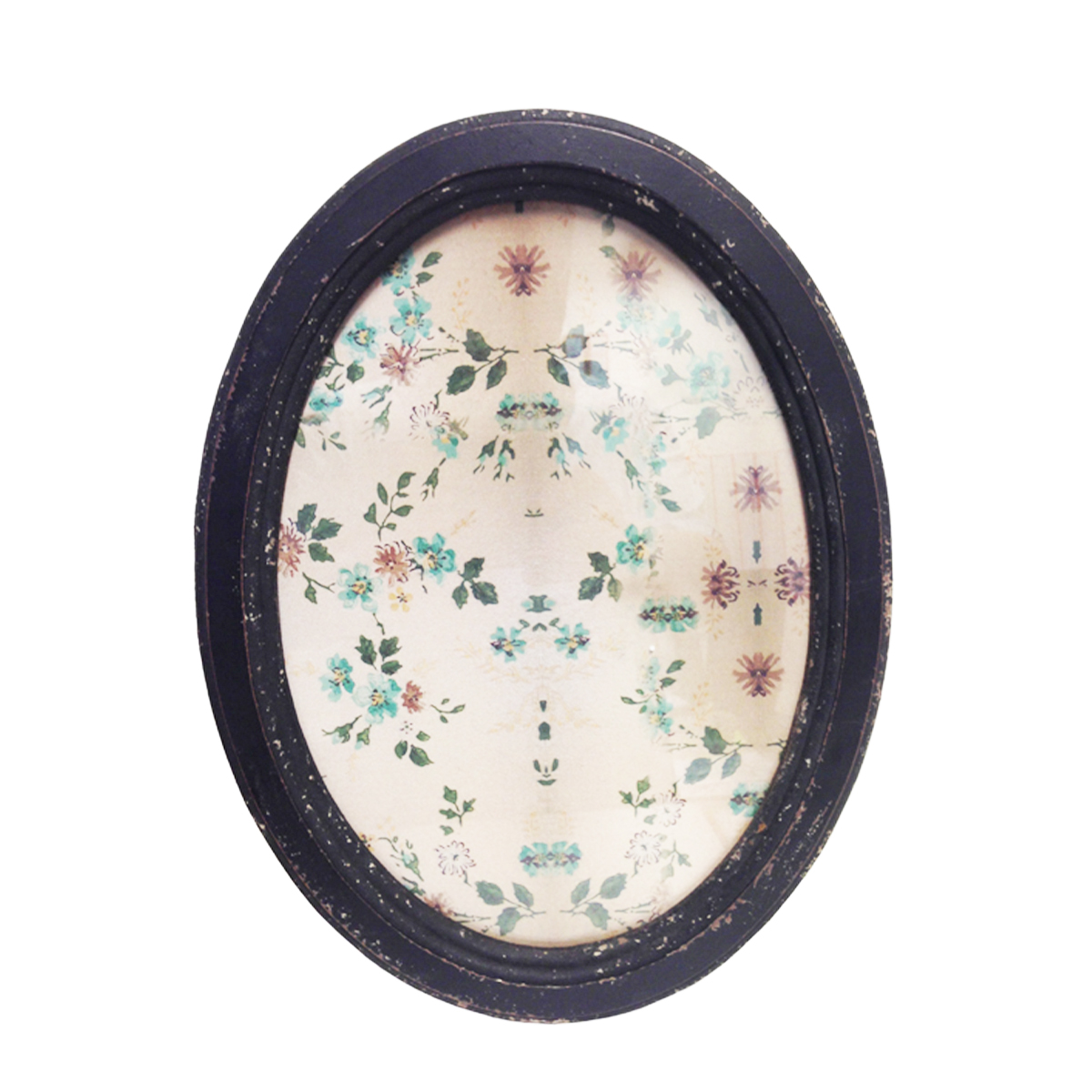 Bilderrahmen Shabby chic, Holzrahmen oval, antik schwarz, used look, 48x38cm