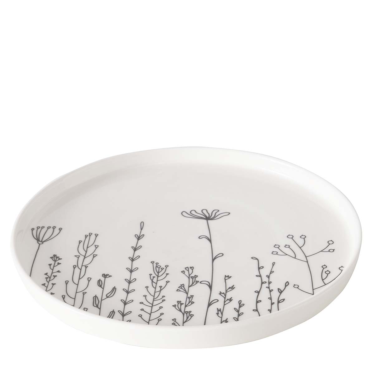 Teller Bloma, Teller mit Blumendesign und kleinem Rand, Ø21cm, Boltze Home Collections