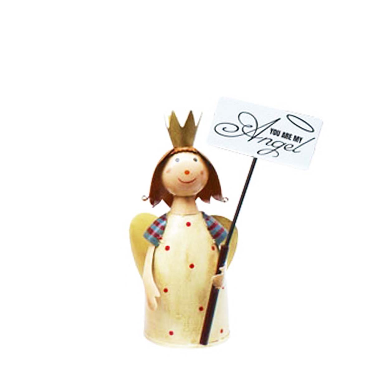 Zaunhocker Engel, Schutzengel mit Schild: You are my Angel, 14x18cm, Metall