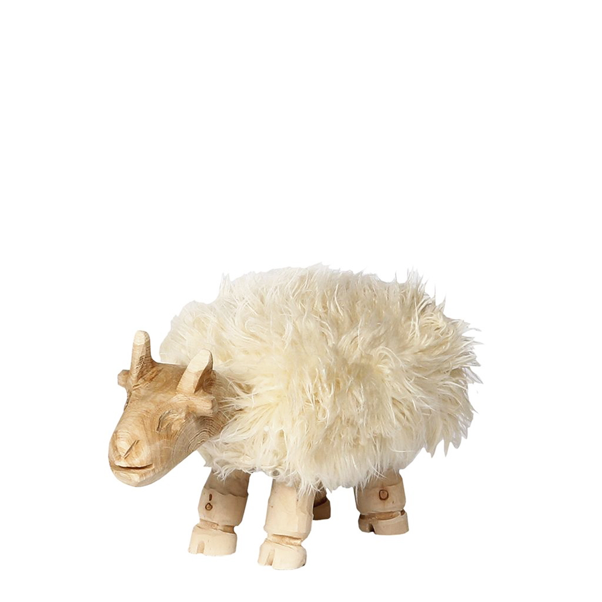 Holzhocker Schaf, Schaffellhocker Schaf Berti, 30x50cm, WMG Grünberger