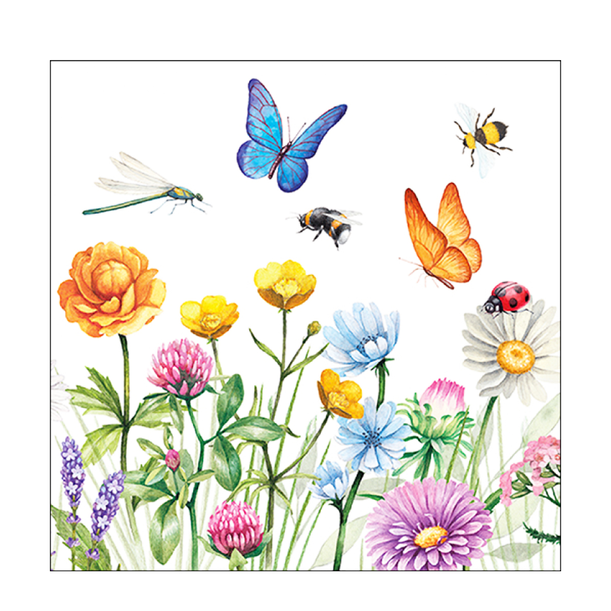Ambiente Papierservietten Schmetterlingswiese, Butterfly meadow, Lunch 33x33cm
