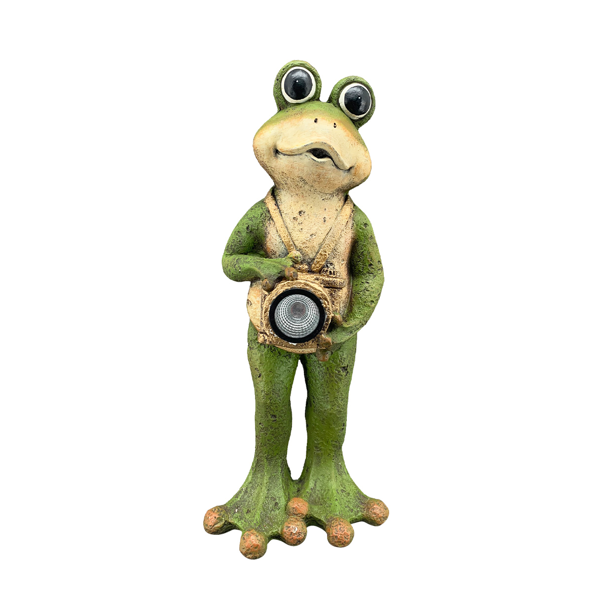 Deko LED Frosch, Frosch mit LED Kamera, 57cm, Keramik