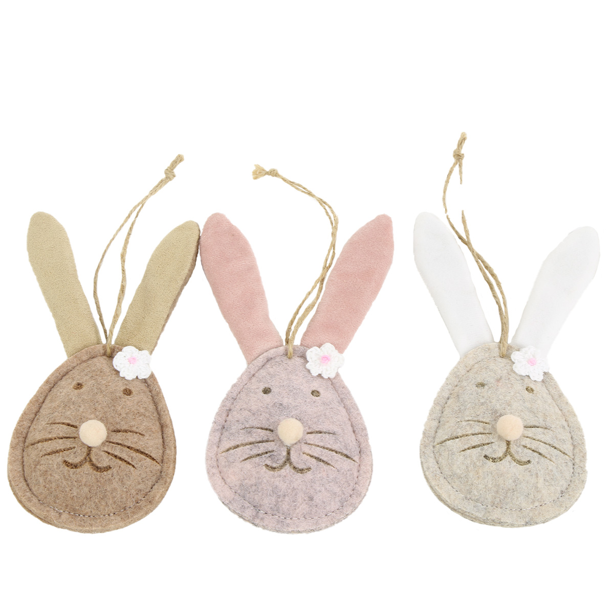 Deko Hasen in rosa, beige, braun, Set/3, Hänger