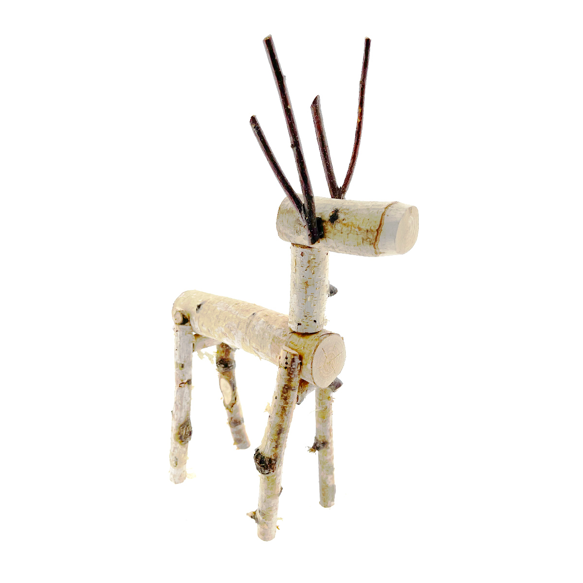 Deko Holzhirsch, Hirsch Alfons aus Birkenäste, 26x37cm, Birkenholz, Boltze