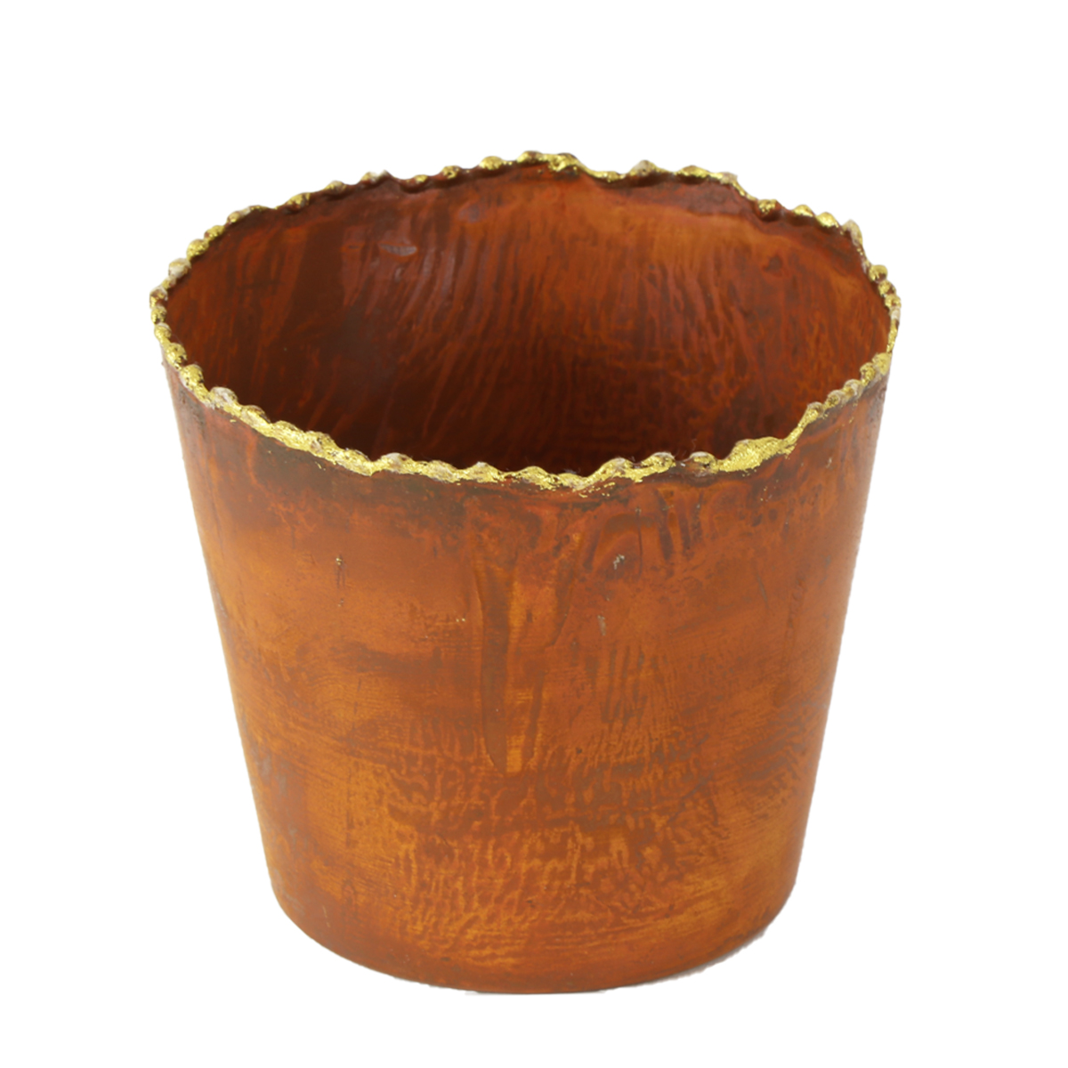 Übertopf Rost mit Goldrand, Metalltopf, Ø13cm