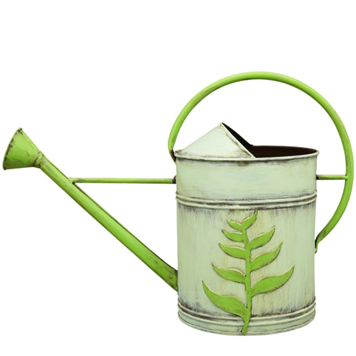 Deko Gießkanne Farn, Gießkanne aus Metall, grün, 39cm