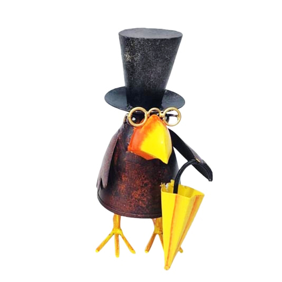 Deko Rabe Rudi, Metallrabe mit Zylinder und Schirm, 15x27cm, Metall