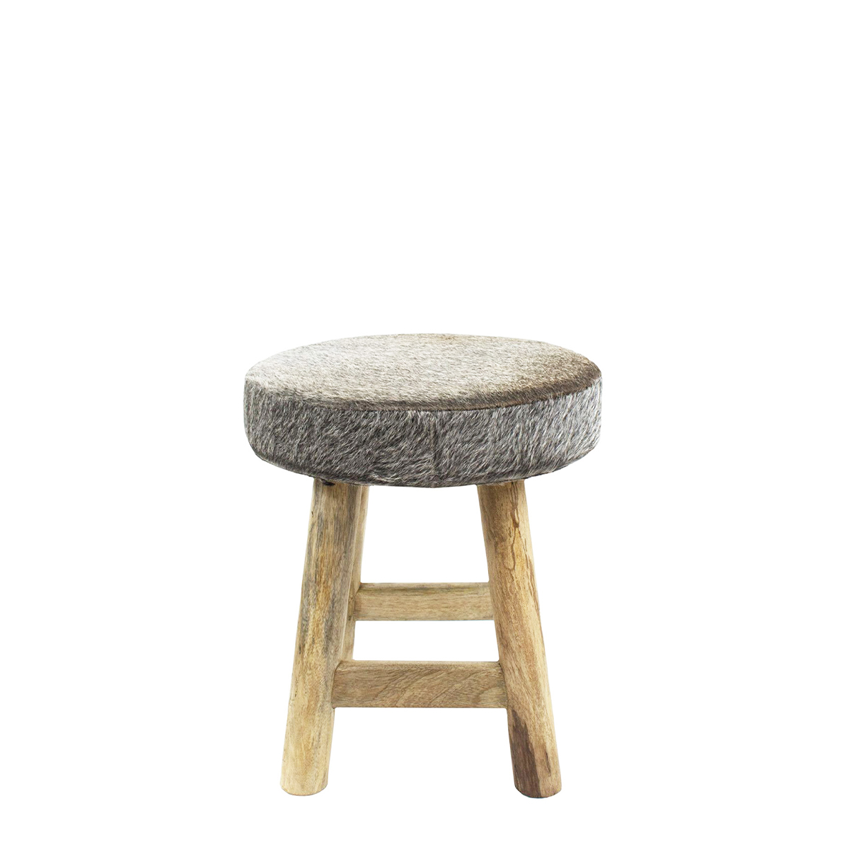 Fell Hocker, Chalet, rund, grau, 45cm, Mars & More