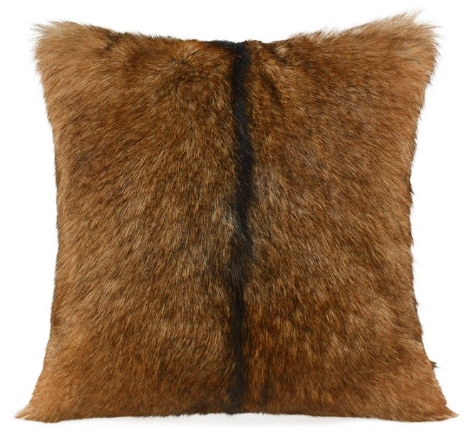 Fellkissen Ziege, Kissen Ziegenhaar natur, braun-schwarz, 40x40cm, Mars & More