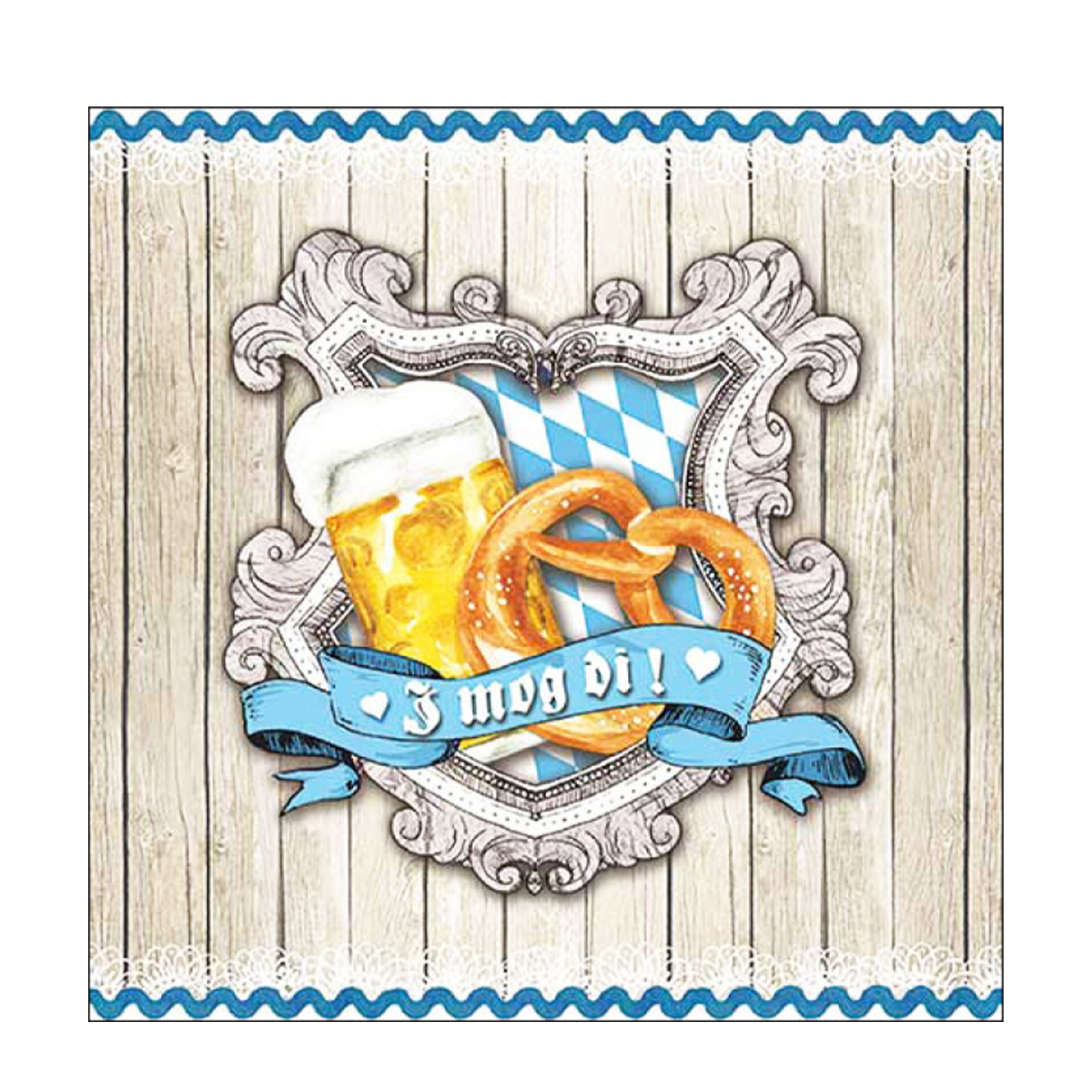 Ambiente Papierservietten Brezel und Bier - I mog di!, Lunch 33x33cm