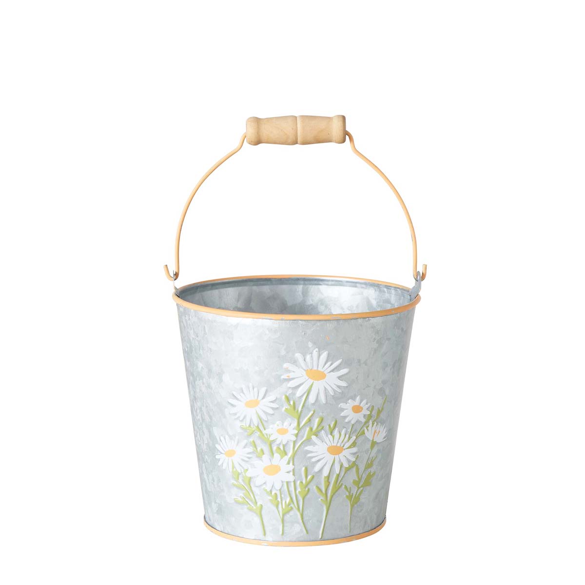 Pflanztopf Daisy, Übertopf aus Zink mit Henkel und Margeriten, 14cm, outdoor geeignet, Boltze Home C