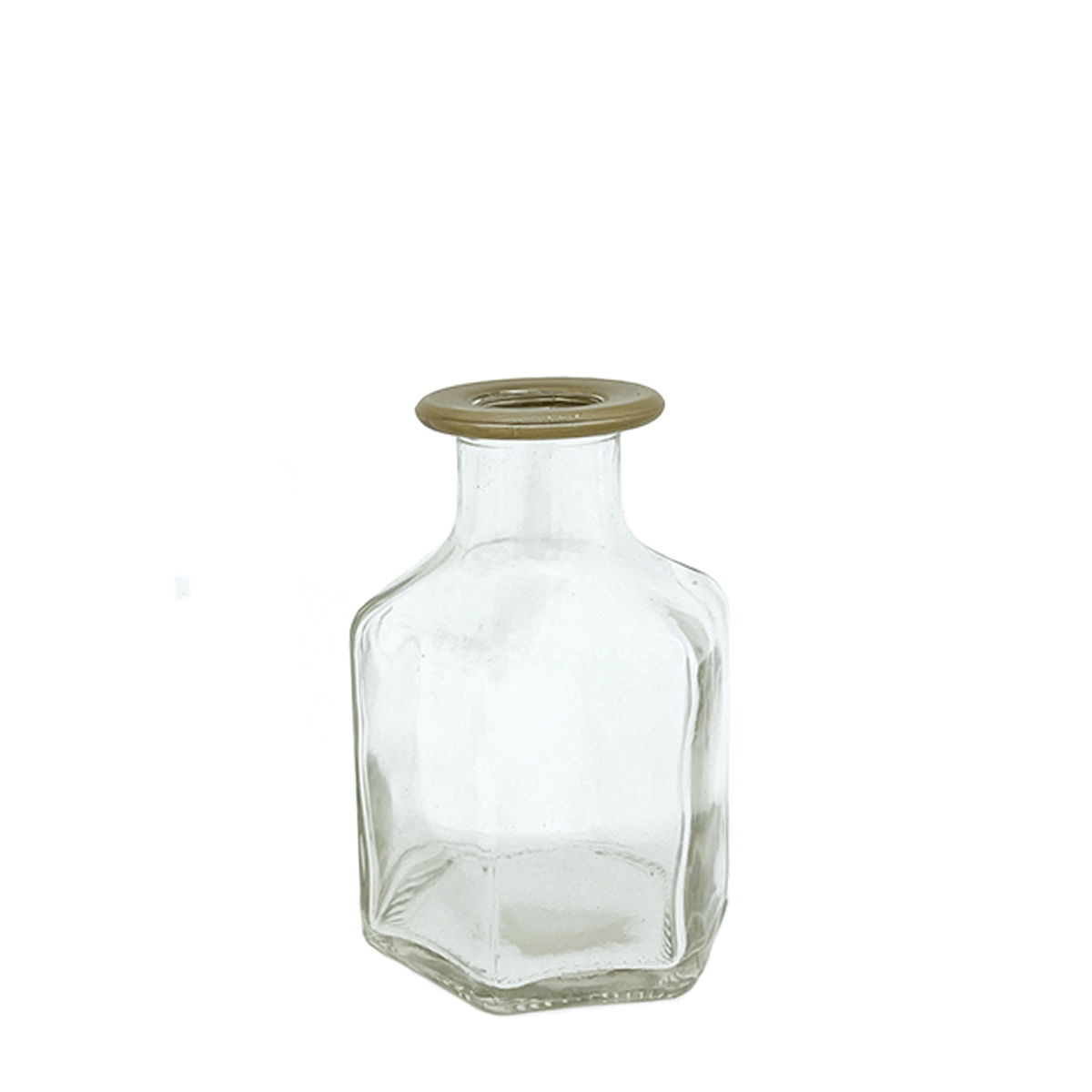 Deko Blumenvase, kantige Vase klar mit dünnem Goldrand, 5x11cm