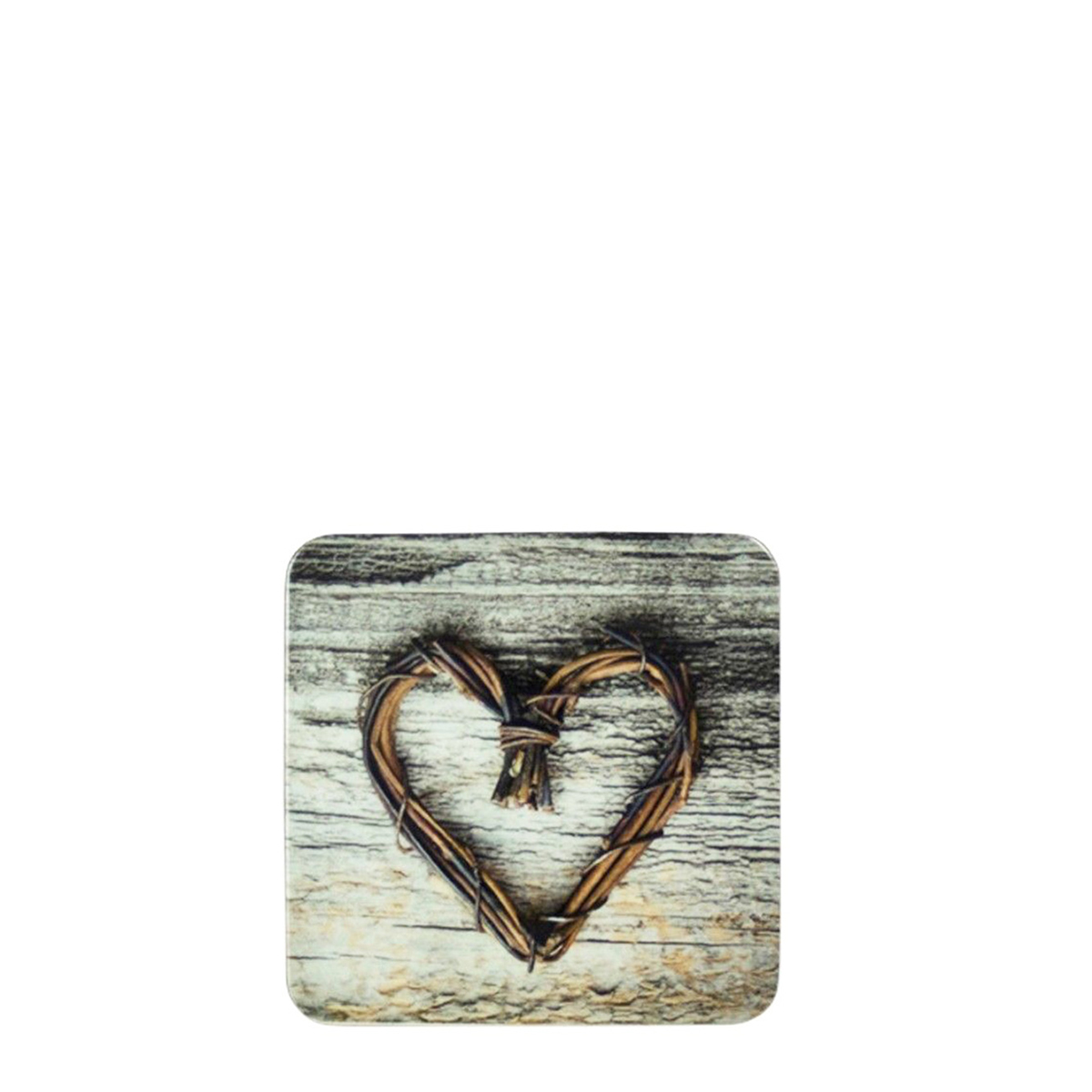 Untersetzer Herz, Herz aus Zweige, 10x10cm, Set/6, MDF/Kork, Mars & More