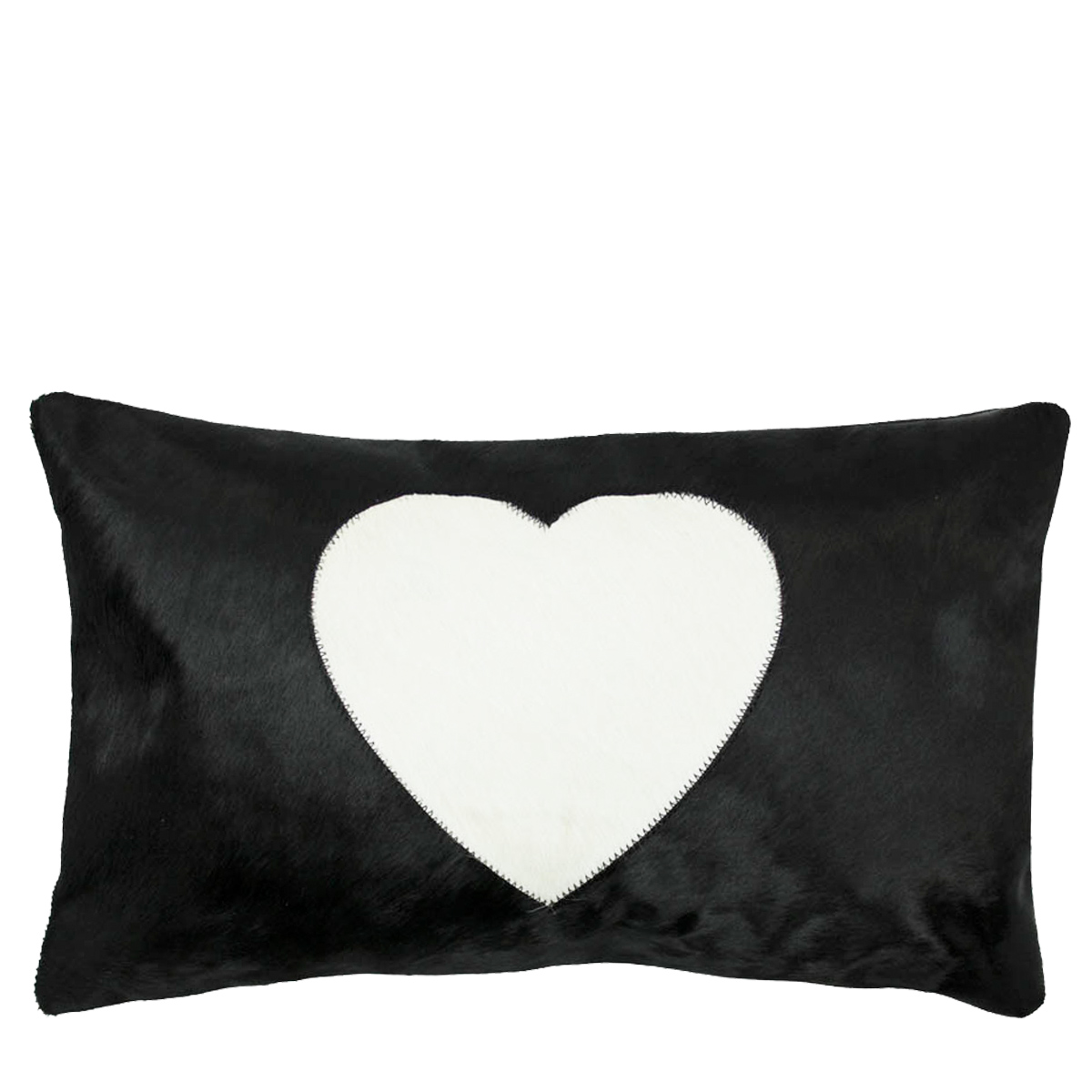 Fellkissen Herz, Kuhfell mit Herzapplikation grau, 30x50cm, Mars & More