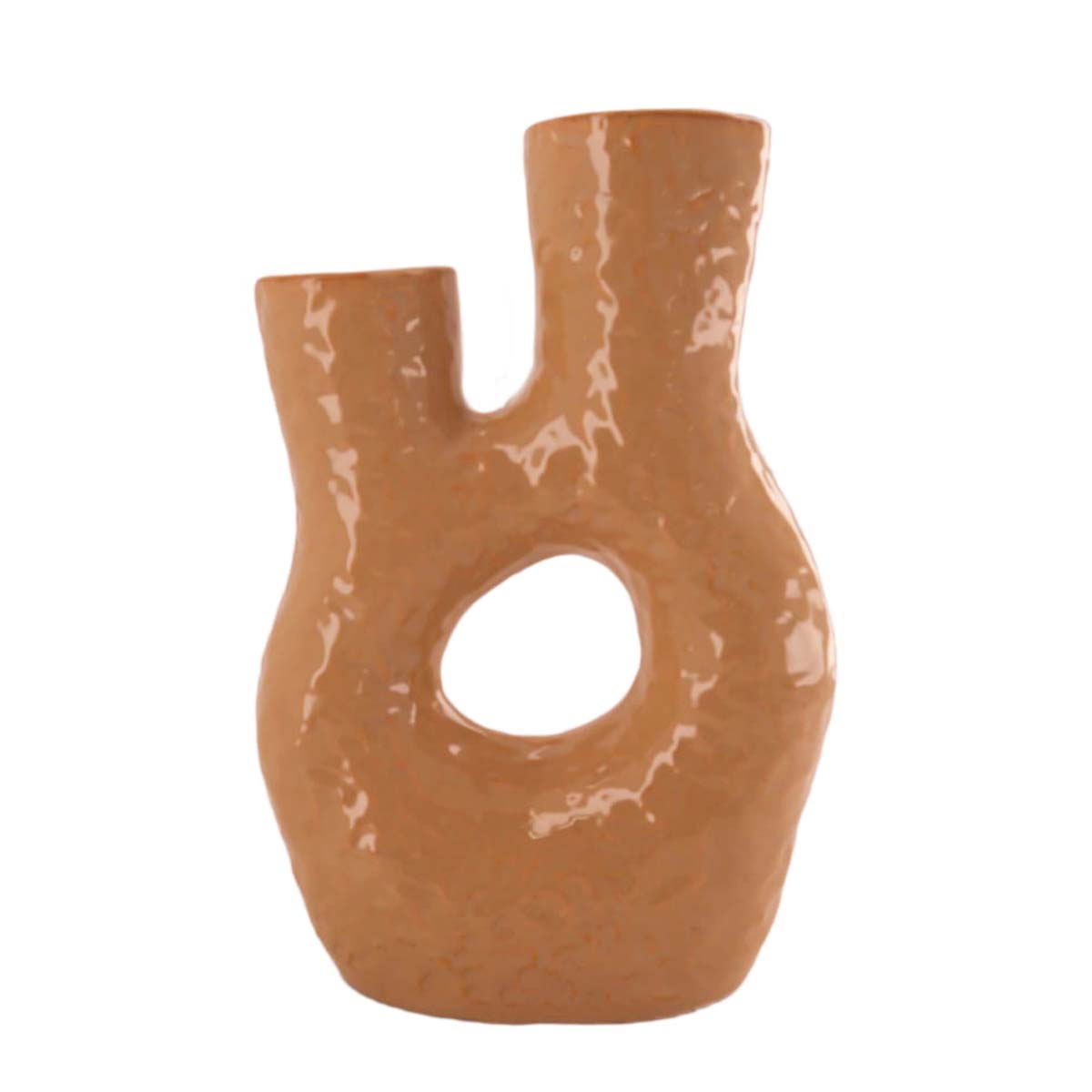 Blumenvase, Vase mit 2 Hälse, braun, 21x30cm, Keramik, DIJK Natural Collections