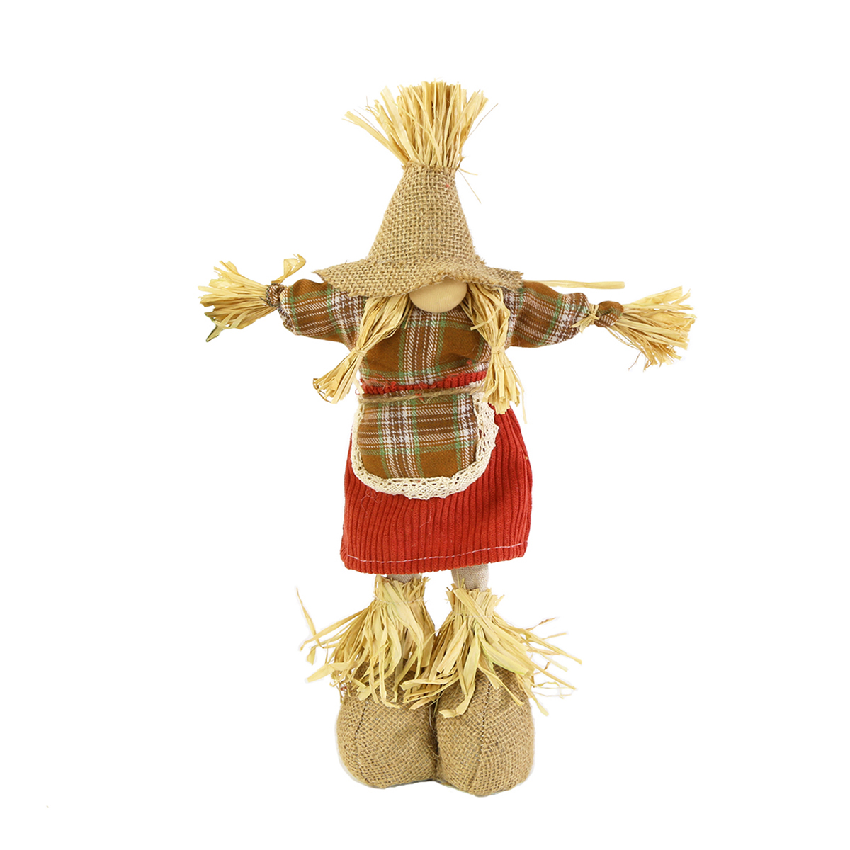 Deko Vogelscheuche Frau, Vogelscheuche aus Jute und Stoff, 36cm