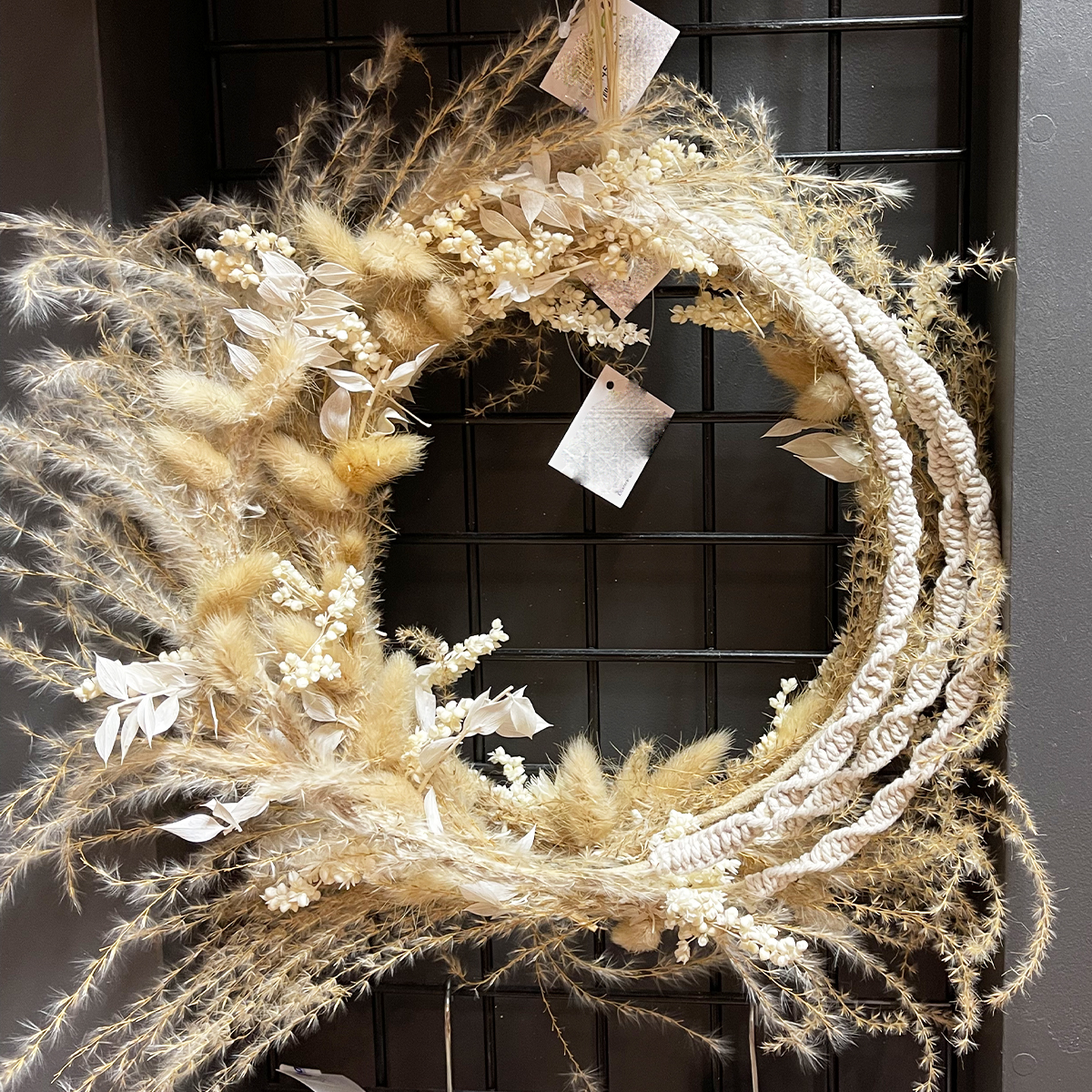 Deko Ring mit Trockenblumen, Boho, creme-natur, 30cm