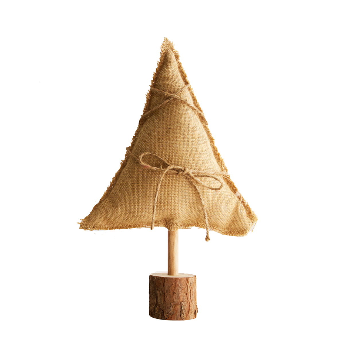 Deko Weihnachtsbaum Leinen, Jutebaum auf Holzfuß, braun, 28x42cm, Jute/Naturholz