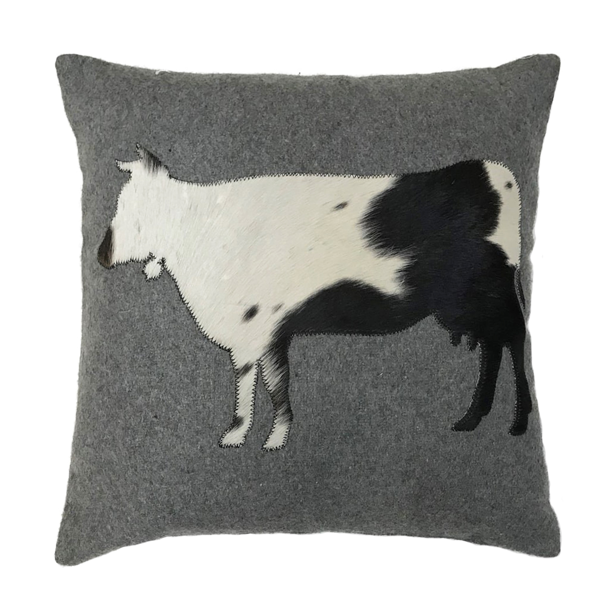 Filz Wolle Kissen, Alpine Kuh, grau, 45x45cm, Mars & More