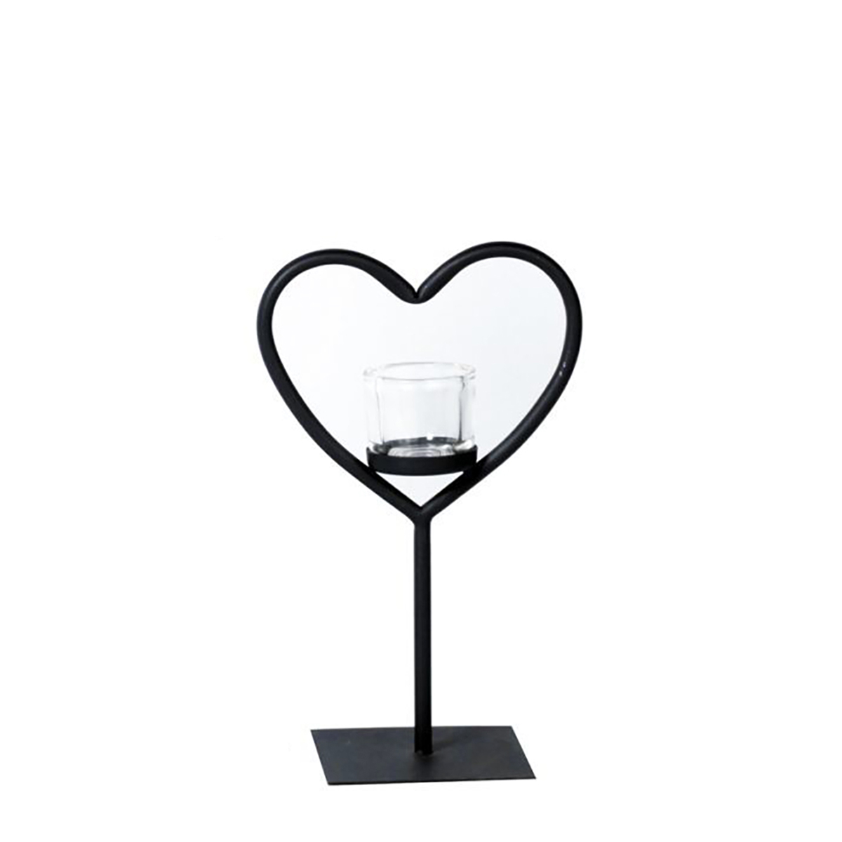 Deko Windlicht Herz Elisa, Metallherz auf Fuß, 30cm, WMG Grünberger