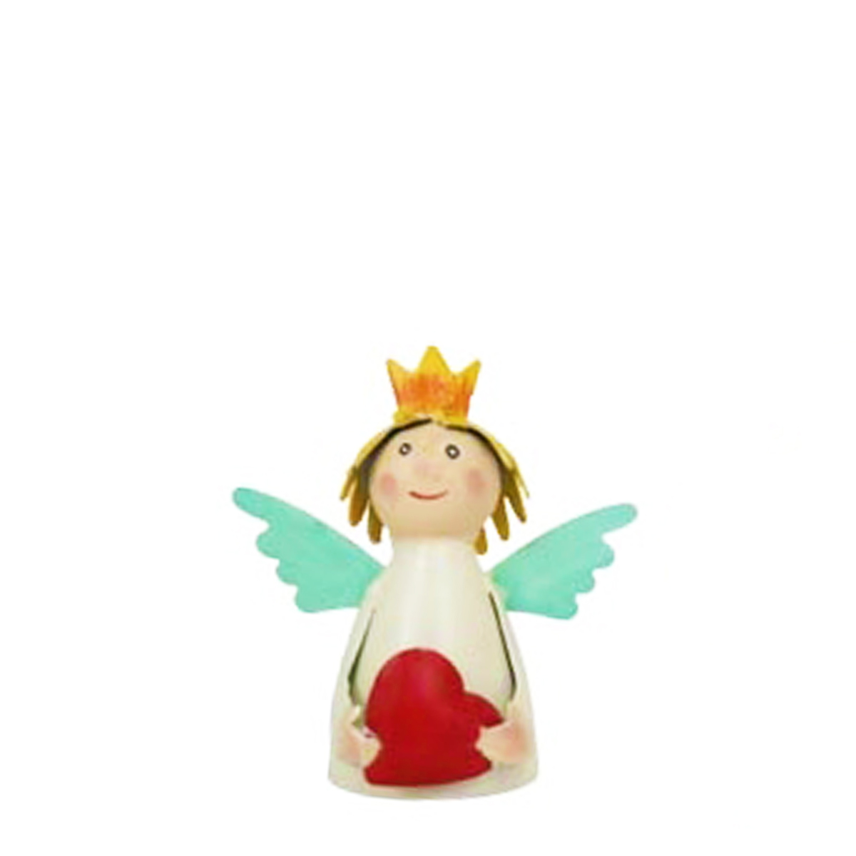 Zaunhocker Engel creme, Schutzengel mit Herz, 8x9cm, Metall