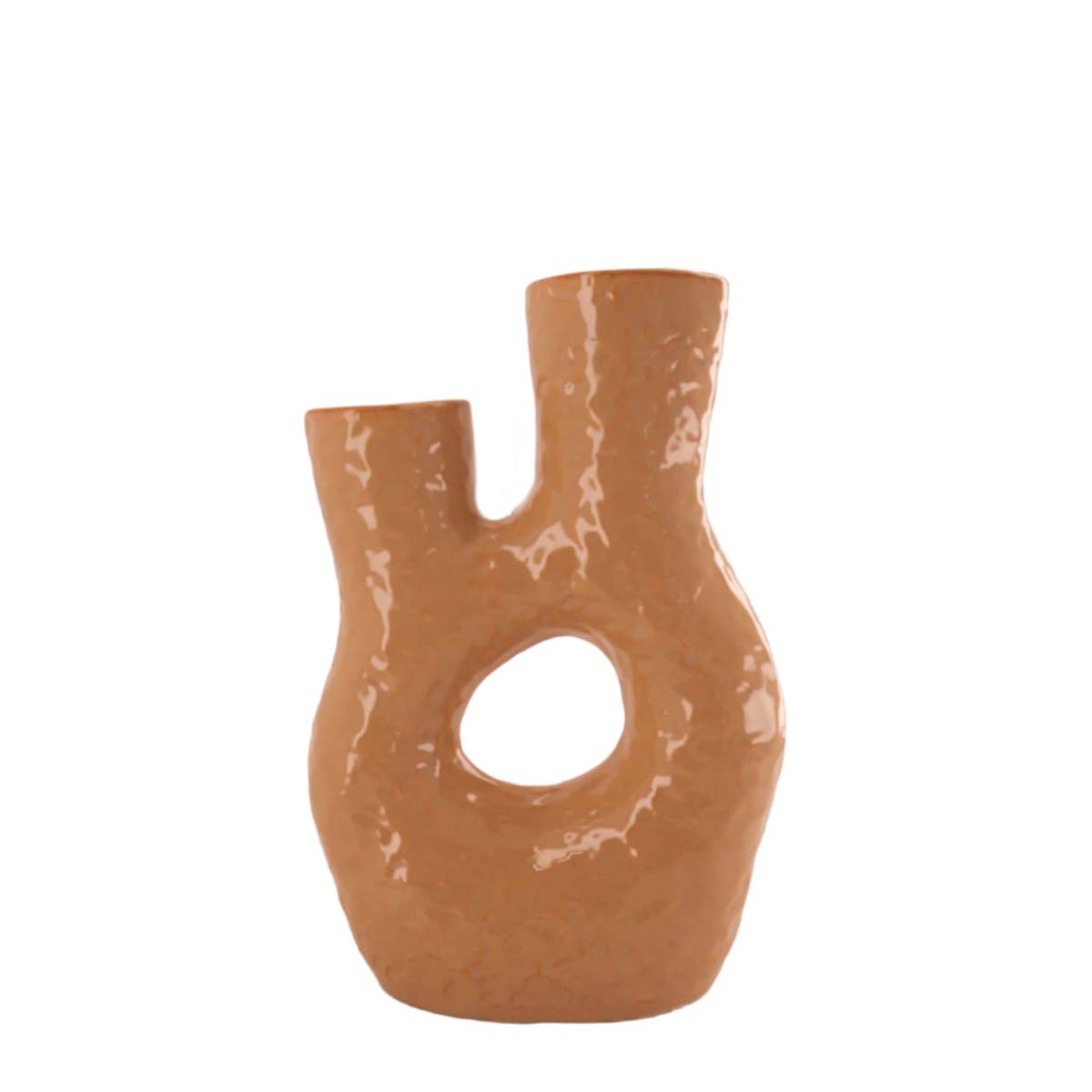 Blumenvase, Vase mit 2 Hälse, braun, 18x26cm, Keramik, DIJK Natural Collections