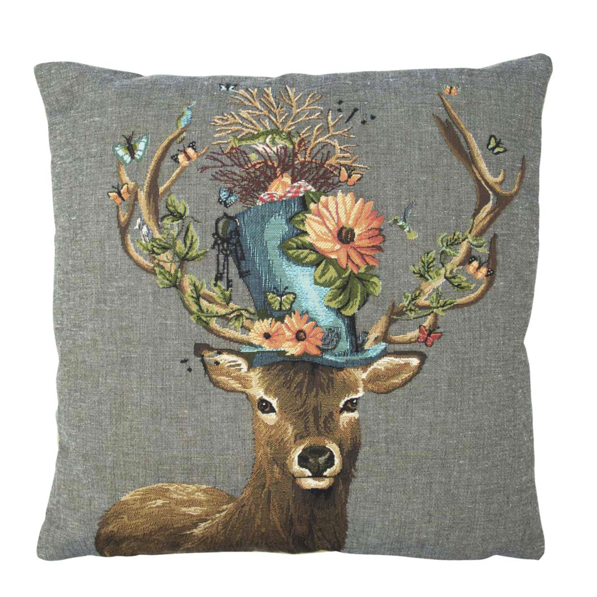 Gobelin Kissen Hirsch, Funky Deer Hut, 45x45cm, Mars & More