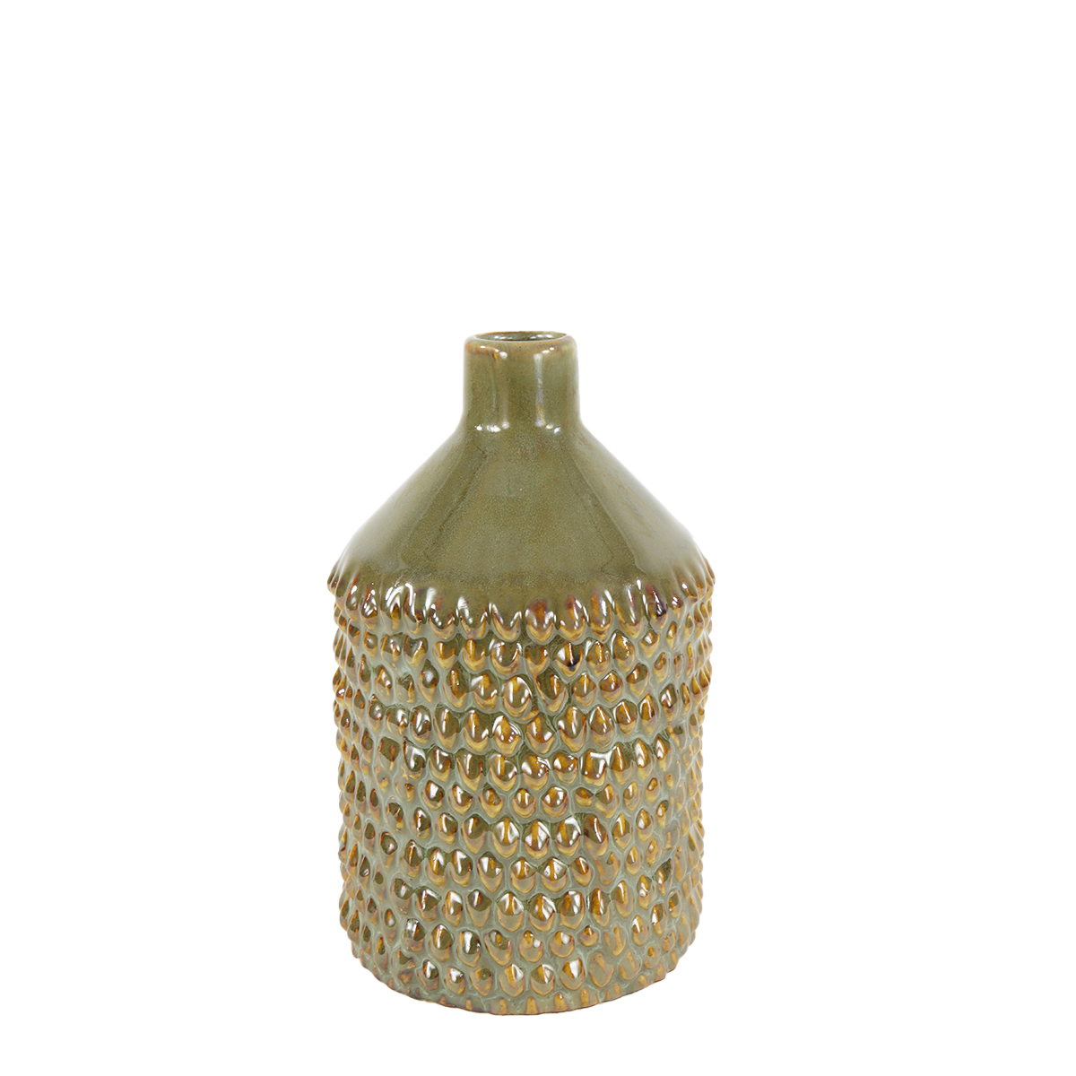 Blumenvase genoppt olive 18x11cm Keramik