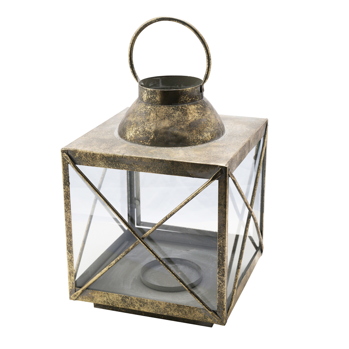 Laterne mit Henkel antik gold 28x39cm