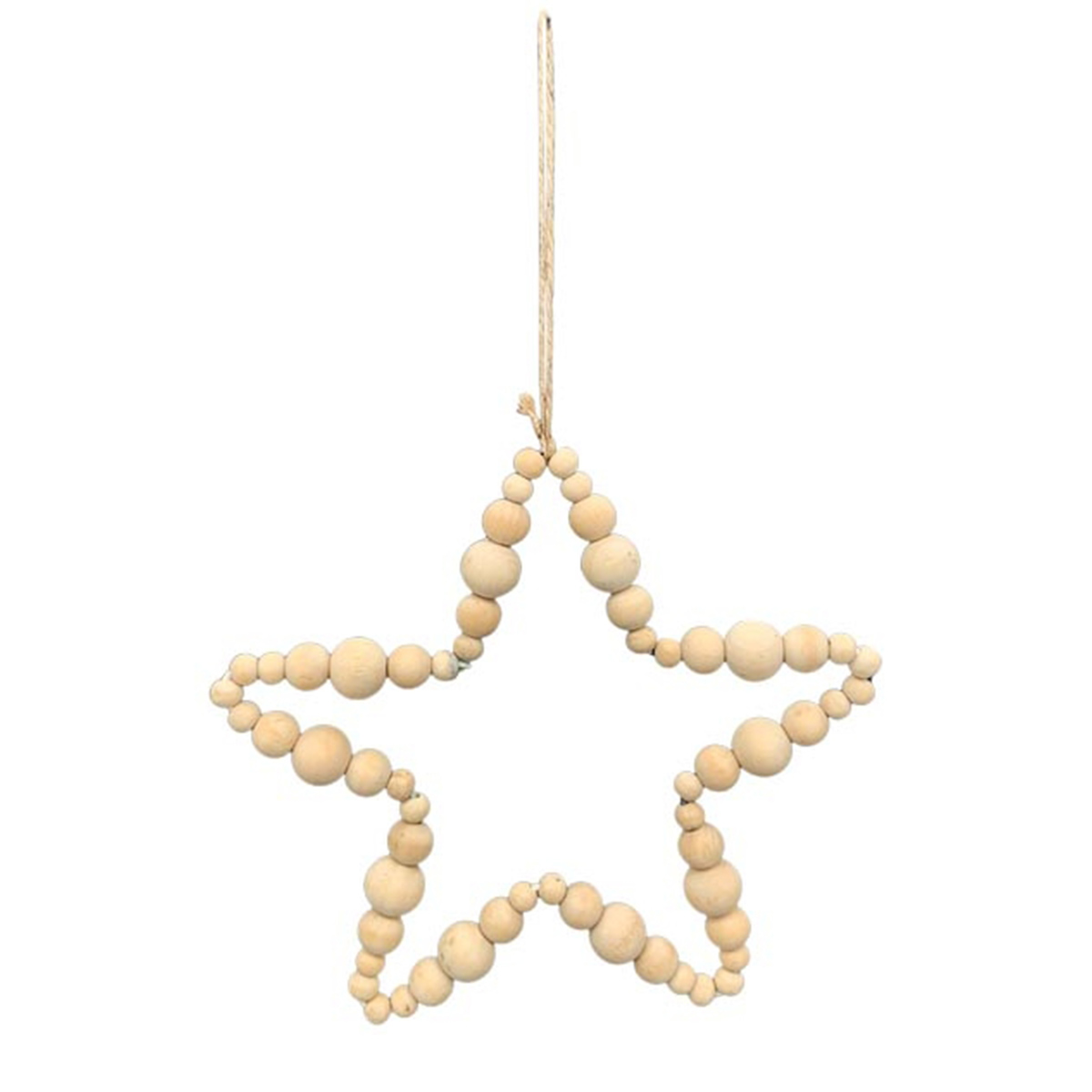 Deko Stern, Holzstern aus Naturholzperlen, Ø20cm, Hänger