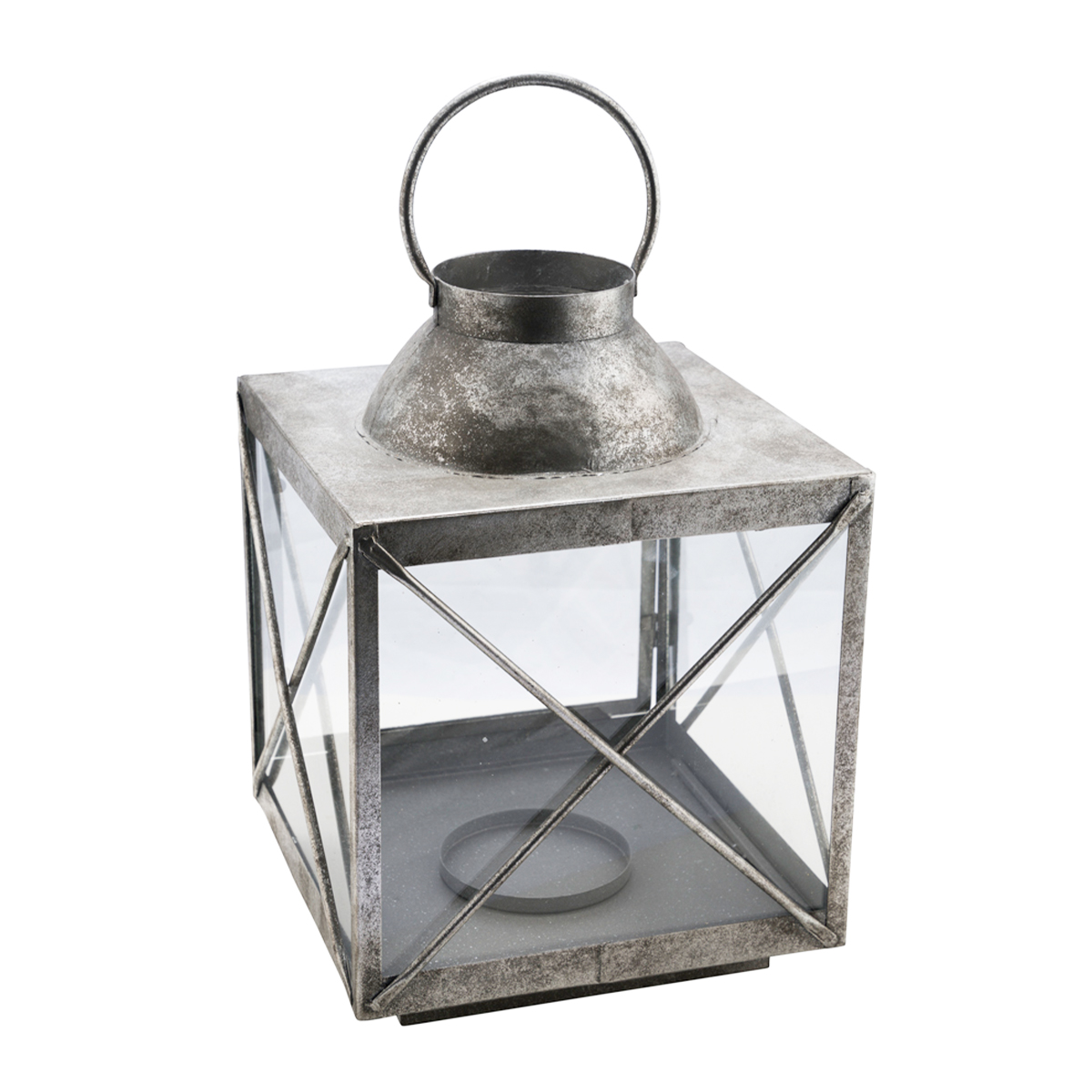 Laterne mit Henkel antik silber 28x39cm