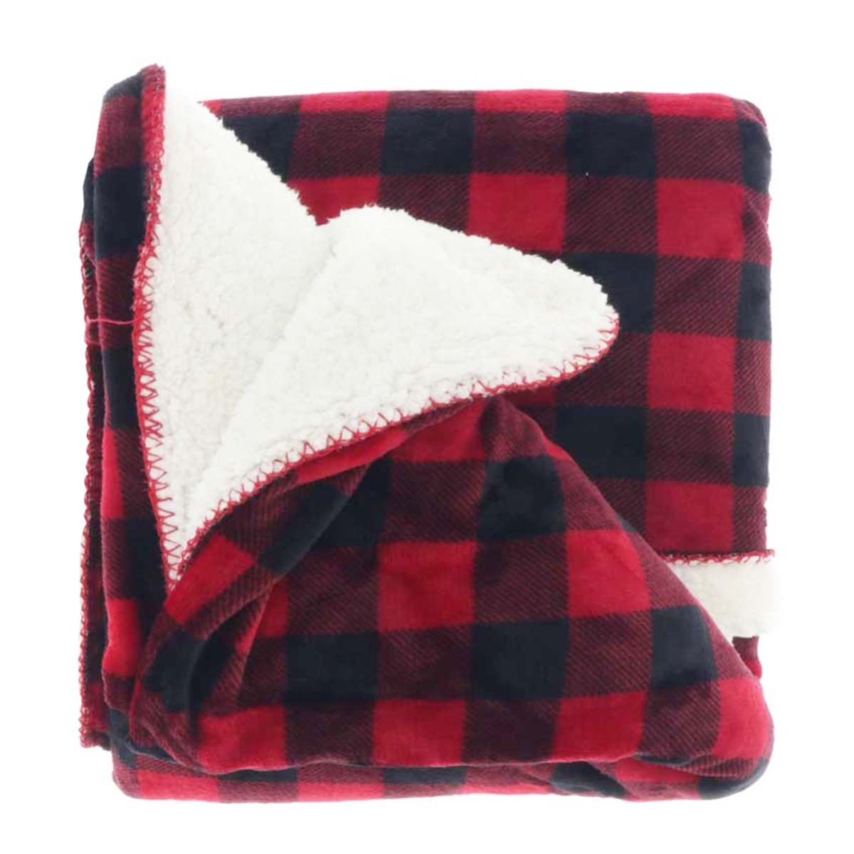 Fleece Decke Silvester, karo schwarz-rot, 150x200cm, Unique Living