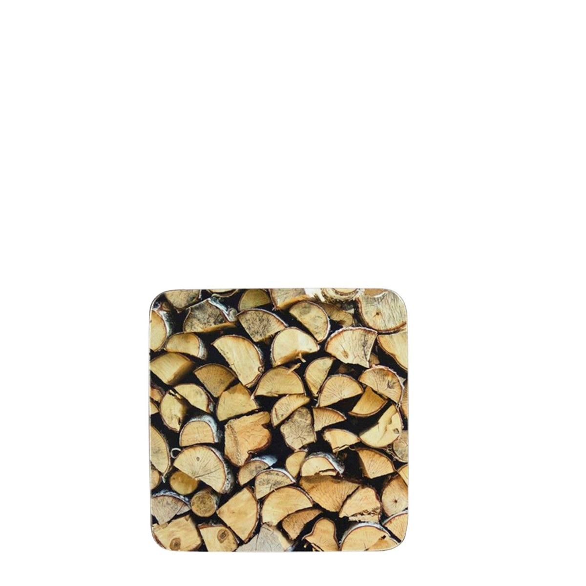 Untersetzer Holz, Kaminholz, 10x10cm, Set/6, MDF/Kork, Mars & More