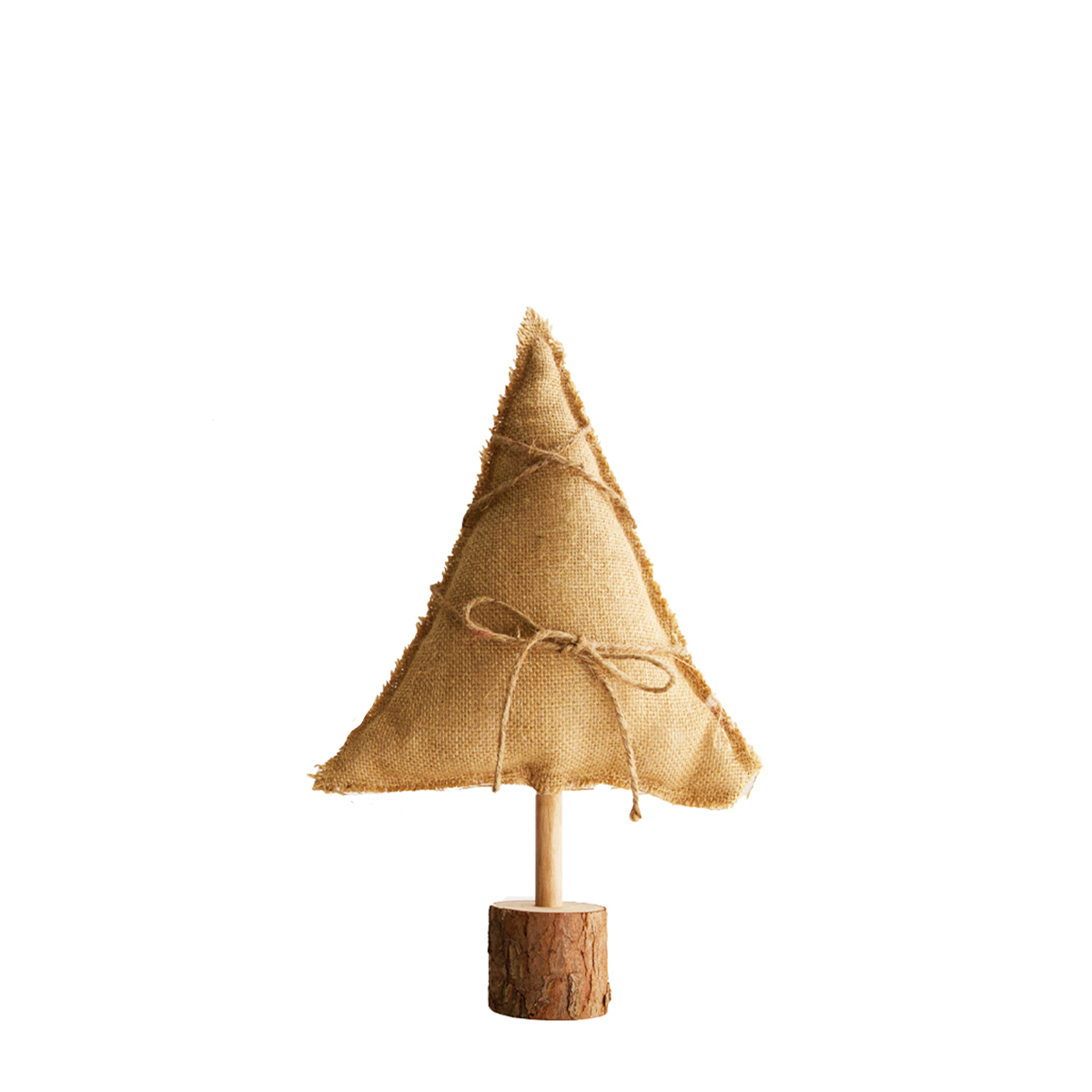 Deko Weihnachtsbaum Leinen, Jutebaum auf Holzfuß, braun, 18x33cm, Jute/Naturholz