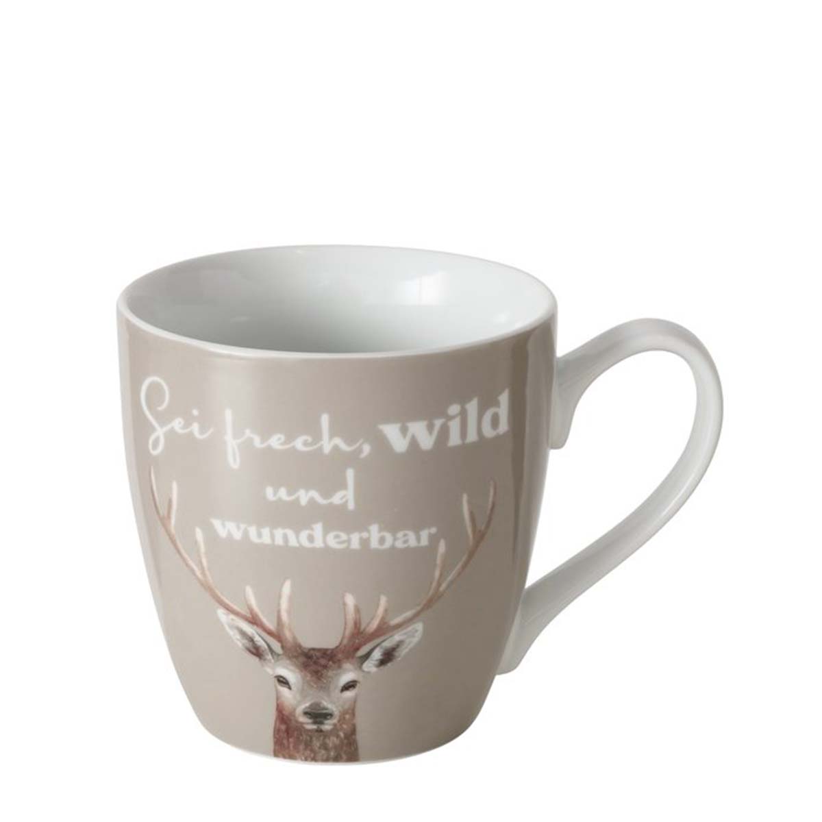 Jumbobecher Wild Hirsch, Sei frech..., 480ml, Porzellan, Boltze Home Collections